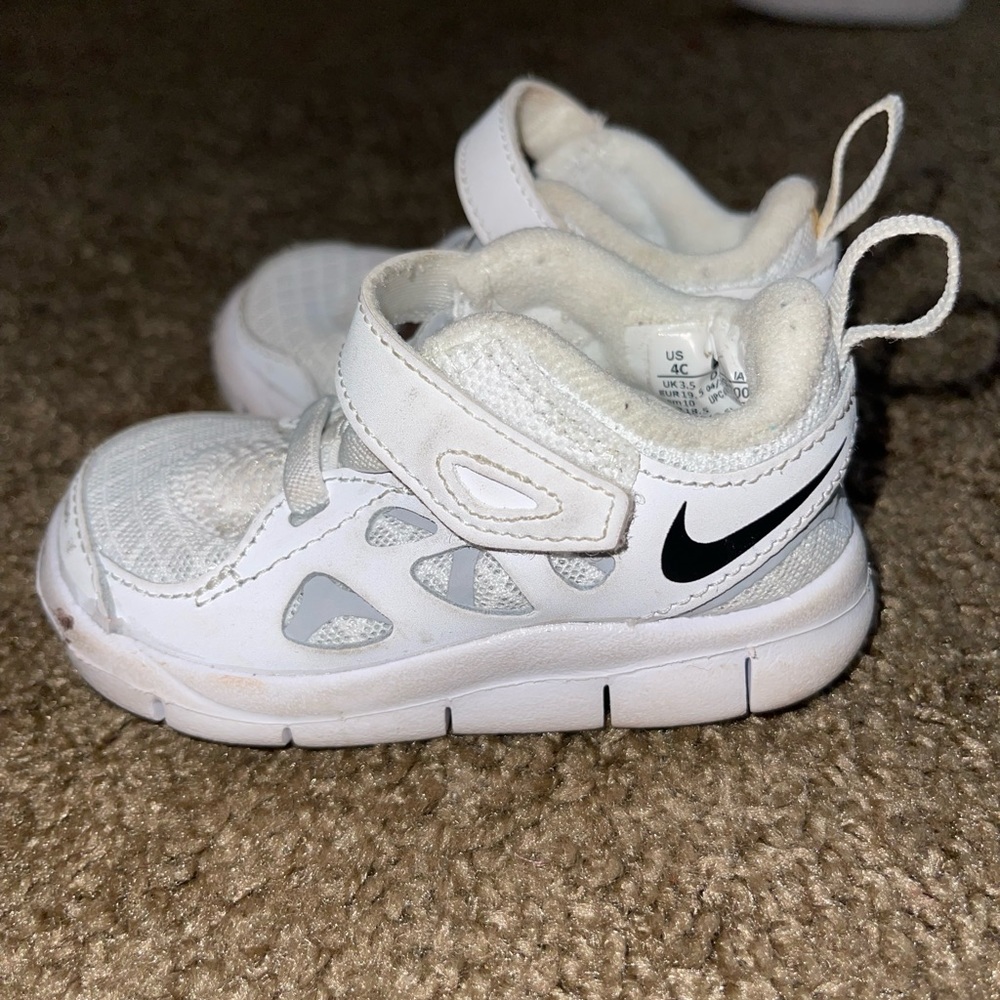 Nike Kids White and Black Velcro Sneakers